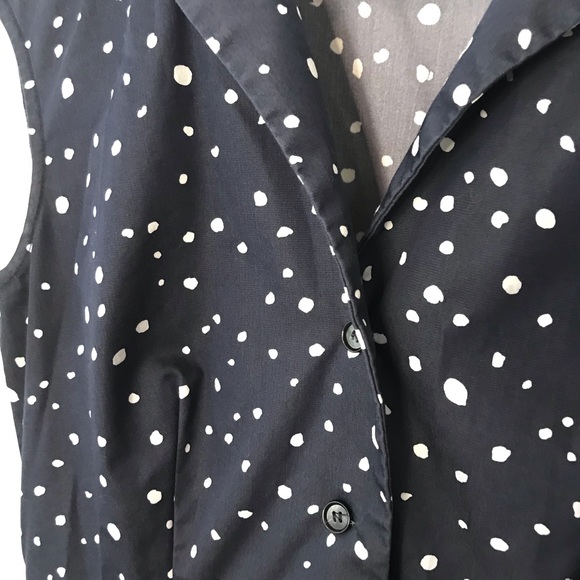 Ann Taylor Blue White Cotton Stretch Polka Dot Shirt Dress - Picture 2 of 4